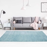 carpet city Teppich Einfarbig Uni Flachfor Soft & Shiny in Blau für Wohnzimmer; Größe: 140x200 cm