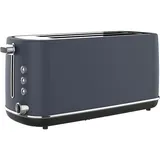 TERRAILLON New Moon langer Toaster, 2 extra große Schlitze, 6 Leistungsstufen (1550 W) – Auftauen, Aufwärmen, automatische Abschaltung, Krümelschublade, Korpus aus lackiertem Edelstahl, blau