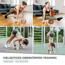 PULLUP & DIP Holz Liegestützgriffe inkl. Wrist Wraps