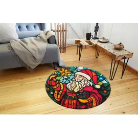 Wash+Dry Stainglass Santa 90 x 90 cm Bunt