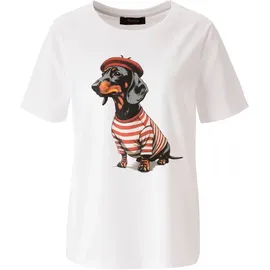 Aniston CASUAL T-Shirt in weiß-rot-schwarz-hellgrau-orange-gelb - Gr.: 38