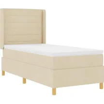 vidaXL Boxspringbett mit LED-Lichtleisten Creme 90 x 190 cm Stoff
