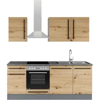 BASIC by Balculina Küchenzeile Jazz 220 cm anthrazit/artisan eiche/metallic braun