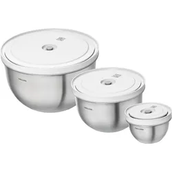 Aufbewahrungssystem ZWILLING "Fresh & Save BOWLS", bunt (silberfarben, weiß), Edelstahl, Lebensmittelaufbewahrungsbehälter, Vakuumschüssel Set S/M/L / 6-tlg., Edelstahl