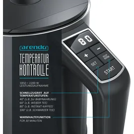 Arendo Wasserkocher 1,5 l Grau