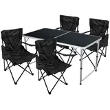 Mojawo + 5-teiliges Campingmöbel Set Schwarz