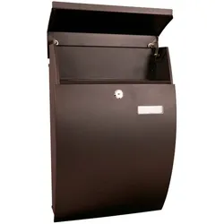 PROREGAL Wandbriefkasten Geronan mit Namensschild | HxBxT 48x32,2x15,5cm | Einwurföffnung 24x4cm | Schwarz