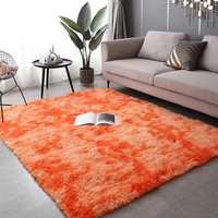 OUJIE Schlafzimmer Teppiche Kinderzimmer Teppich Rechteckig orange Teppich Langflor Waschbarer Teppich Kunstfell Teppich Moderner Flauschiger Langfloriger Teppich(120x160cm)