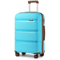 KONO Koffer Handgepäck Trolley 55cm Reisekoffer mit TSA Schloss und 4 Zwillingsrollens, Modisch und Verschleißfest Polypropylen Hartschalenkoffer, 55x40x21cm, 40 Liter (Blau/Braun, M)
