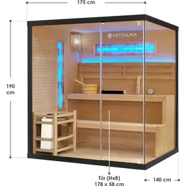 Artsauna Saunakabine Vantaa 175 mit Salzstein - Indoor Sauna für 4 Personen