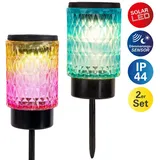 NÄVE 2er-Set: LED-Solar-Gartenspieße "Mila" in Bunt - (H)25 x Ø 8 cm | Gr.: onesize