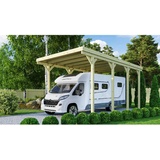 KARIBU Caravan-Carport, natur, Kiefernholz, BxT: 384 x 588 cm