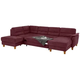 Home Affaire Wohnlandschaft HOME AFFAIRE "Palmera U-Form, B: 308 cm", rot (bordeaux), B:308cm H:89cm T:212cm, 100% Polyester;Struktur (100% Polyester);Luxus-Microfaser in Lederoptik (100% Polyester), Sofas, Wohnlandschaft, optional Bettfunktion & Bettkasten, Federkern
