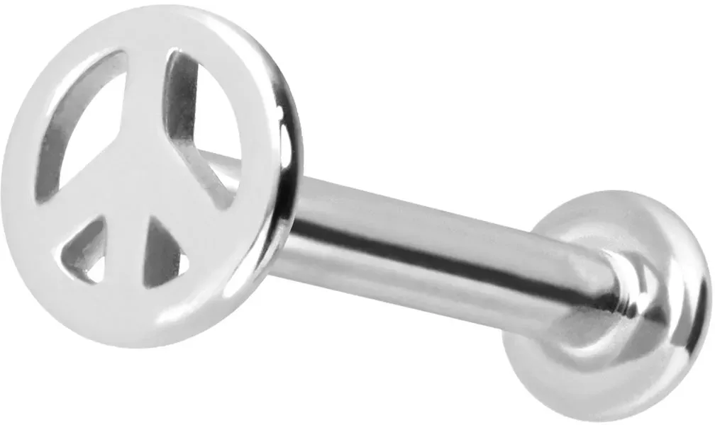 14 Karat Gold Labret mit Push Fit PEACE-ZEICHEN
