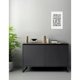 Queence Wanddekoobjekt QUEENCE "Kaffee, Cappucino, Expresso ...", schwarz (schwarz, weiß), B:30cm H:45cm T:0,1cm, Stahl, Wanddekoobjekte, Stahlschild, Blechschild, Spruch, Witzig, Wanddeko, retro, 20x30cm