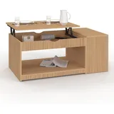 IDMarket - Couchtisch mit Klappplatte, rechteckig, Juliette, mit Truhe, Latten, Holz, Farbe Eiche