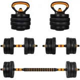 MOVIT Hantel-Set - 6in1, 20/30kg, Orange/Rot, Dumbbell Kurzhantel Langhantel Kettlebell orange