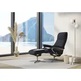 Stressless Stressless® Relaxsessel »View«, (Set, Relaxsessel mit Hocker), mit Hocker, mit Cross Base, Größe S, M & L, Holzakzent Braun, blau