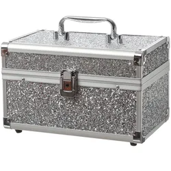 MARELIDA® Schmuckkoffer in Silber mit Glitzeroptik - Premium Schmuckkästchen für...
