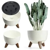 Kadax Blumentopf aus Kunststoff mit drei Einsteckstützen, 24 cm, Weiß