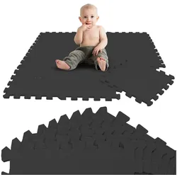 LittleTom Puzzlematte 9 Teile Baby Kinder Puzzlematte ab Null - 30x30cm, Baby Kinder Matte schwarz schwarz