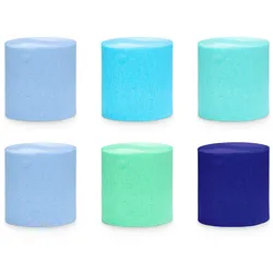 PartyDeco 6 Krepppapier Rollen 5cm x 10m Krepp Papier Set zum Basteln Dekorieren Bastelkrepp Kreppbänder Floristenkrepp Bastelbedarf Bastelzubehör Blau Grün