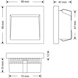 ledscom.de LED Wandeinbauleuchte NOLA Aluminium 90 x 90 mm inkl. warmweiß schwarz