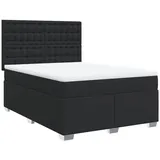 vidaXL Boxspringbett mit Matratze Schwarz 160x200 cm Kunstleder