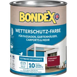 BONDEX Wetterschutz-Farbe, Außen, Hochdeckend, Witterungsbeständig, Purpurrot, 0,75 l