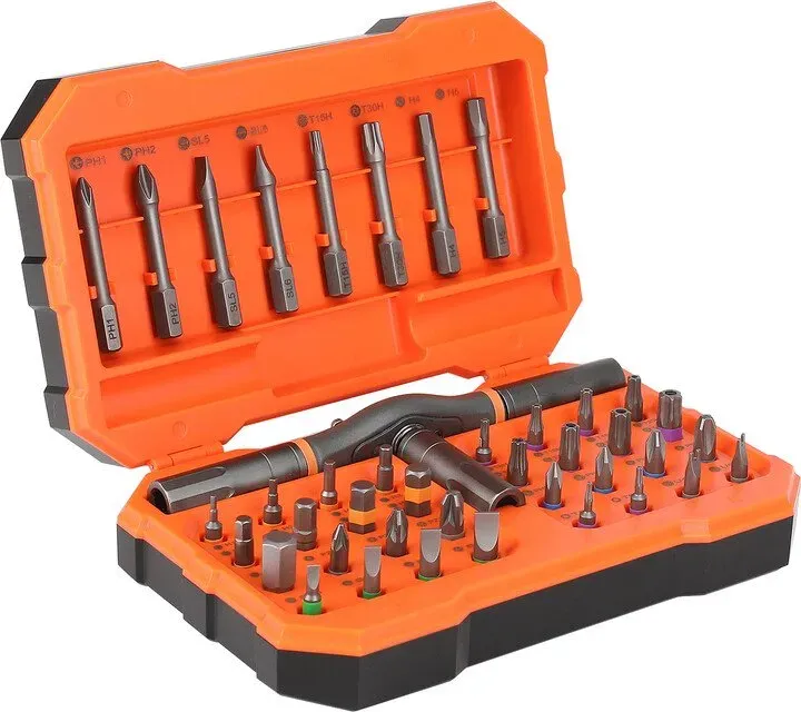 IFIXPRO 42-in-1 magnetischer Schraubendreher, Schraubendreher-Set, Multi-Bit-Ratschen-Schraubendreher-Set mit Aufbewahrungsbox, Reparatur-Werkzeugset für Computer, Brillen, Fahrräder, Uhr, Türklingel, Möbel und DIY (Orange)