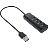 InLine USB 2.0 Hub, 4 Port, schwarz, Kabel 30cm, schmal