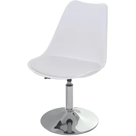 Mendler 6er-Set Drehstuhl Malmö T501, Stuhl Küchenstuhl, höhenverstellbar, Kunstleder ~ weiß, Chromfuß