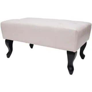 Mendler Ottomane Chesterfield Kunstleder 39 x 77 x 47 cm Creme-weiß