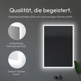 Talos Badspiegel mit Beleuchtung Badezimmerspiegel 50 x 70 cm - Led Spiegel mit Lichtumrahmung - feuchtraumgeeignet durch Aluminiumrahmen
