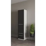 Priess Kleiderschrank PRIESS "Schrank Garderobe Wäscheschrank Barcelona in 5 Breiten", schwarz (schwarz, weiß), B:48cm H:193cm T:36cm, Holzwerkstoff, Schränke, Kleiderschrank, viel Stauraum, geräumige Schubkästen, mit Spiegel, MADE IN GERMANY