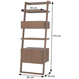 Mendler Teak-Leiterregal HWC-M86, Badschrank Badregal Badezimmer, hochwertiges B-Grade-Teak (Kernholz, 20-30 Jahre), 170x60x45cm