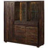 Massivmoebel24 Highboard 140 x 150 x 40 cm Dunkelbraun