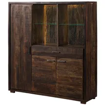 Massivmoebel24 Highboard 140 x 150 x 40 cm Dunkelbraun