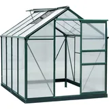 Outsunny Gewächshaus mit Aluminiumrahmen Treibhaus mit Dachfenster, Tür, Fundament, begehbar, Witterungsbeständig, 190x252x201cm Aosom