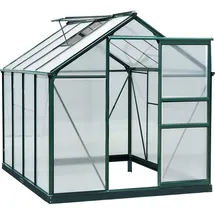 Outsunny Gewächshaus mit Aluminiumrahmen Treibhaus mit Dachfenster, Tür, Fundament, begehbar, Witterungsbeständig, 190x252x201cm Aosom