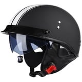 Smilfree Motorrad Halbhelm Retro Motorradhelm Halbschalenhelm mit ECE Rollerhelm Cruiser Chopper Erwachsene Herren Damen Motorrad Jethelm mit Visier