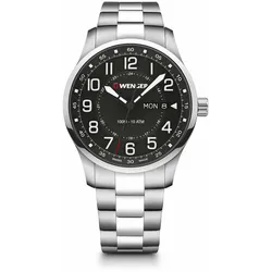 Wenger Attitude Quarzuhr im Retro-Look 42mm Schwarz, silber