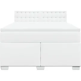 vidaXL Boxspringbett mit Matratze Weiß 140x200 cm Kunstleder
