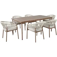 Beliani Gartenmöbel Set aus Aluminium dunkler Holzfarbton Tisch mit