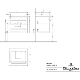 Villeroy & Boch Avento Waschtischunterschrank, 2 Auszüge, A88910VL,