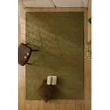 WECON HOME Teppich WECON HOME "Castello TWO", grün (oliv grün), B:200cm H:7mm L:300cm, Schurwolle, Teppiche, Teppich, Schurwolle, Kurzflor mit Hoch-Tief-Effekt, Wohnzimmer, Rautenmuster