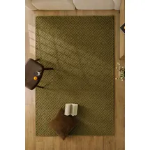 WECON HOME Teppich WECON HOME "Castello TWO", grün (oliv grün), B:200cm H:7mm L:300cm, Schurwolle, Teppiche, Teppich, Schurwolle, Kurzflor mit Hoch-Tief-Effekt, Wohnzimmer, Rautenmuster