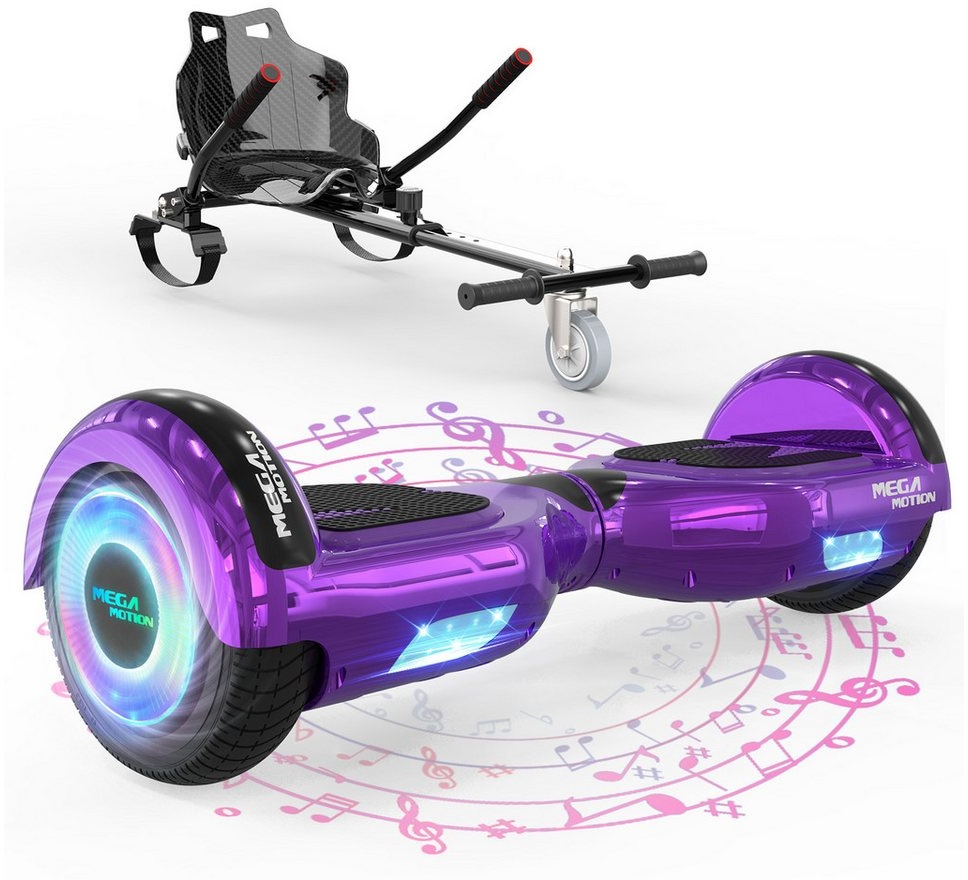 HITWAY Balance Scooter 6.5 Zoll Hoverboards Hoverkart Mit Sitz und Bluetooth und LED-Blitz, mit einem Go-Kart können Sie mehr Spaß haben. lila|schwarz
