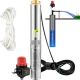 Vevor 3" Tiefbrunnenpumpe 550W Brunnenpumpe Max. Durchfluss 50L/min Tauchpumpe Max. Förderhöhe 89m Tauchwasserpumpe Sandbeständig 5% Max. Drehzahl