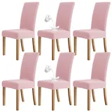 ZRCYXDW Wasserdichter Stuhlhussen, Stretch Stuhlhussen Für Esszimmerstühle Kariert Weicher Waschbarer Stuhlhussen Für Esszimmer Mit Elastischer Unterseite Für Hotel Bankett-rosa-6er Set